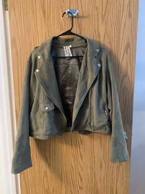Sadie & Sage Olive Green Suede Moto Jacket
